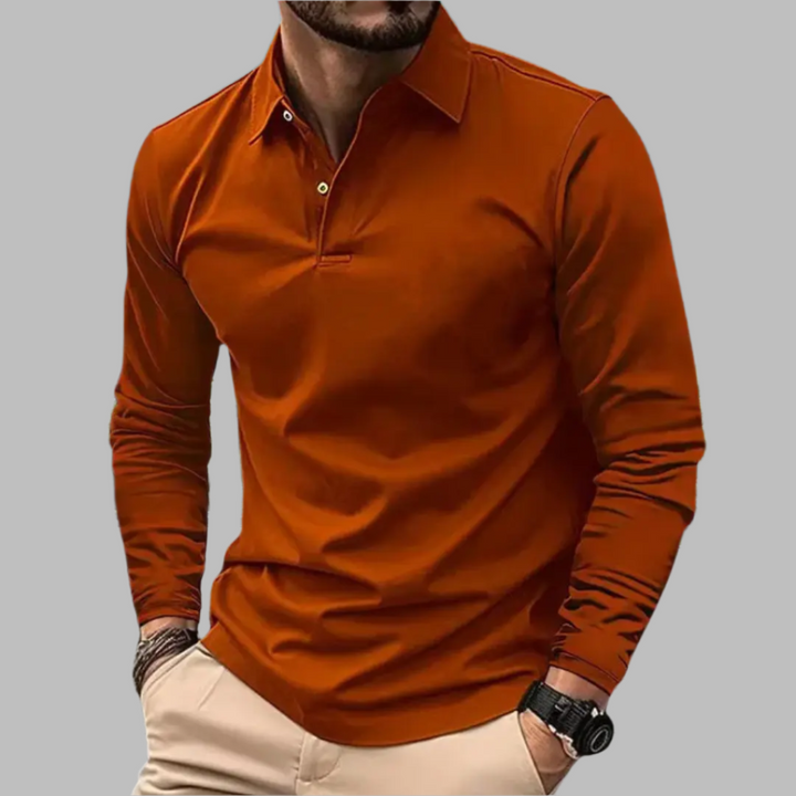 Herren T-Shirt - Polokragen mit langen Ärmeln | Slim Fit