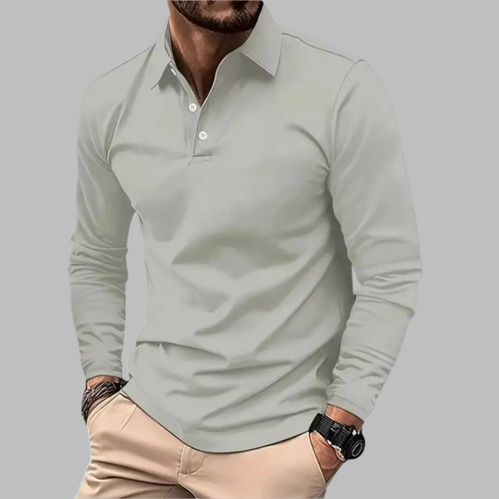Herren T-Shirt - Polokragen mit langen Ärmeln | Slim Fit