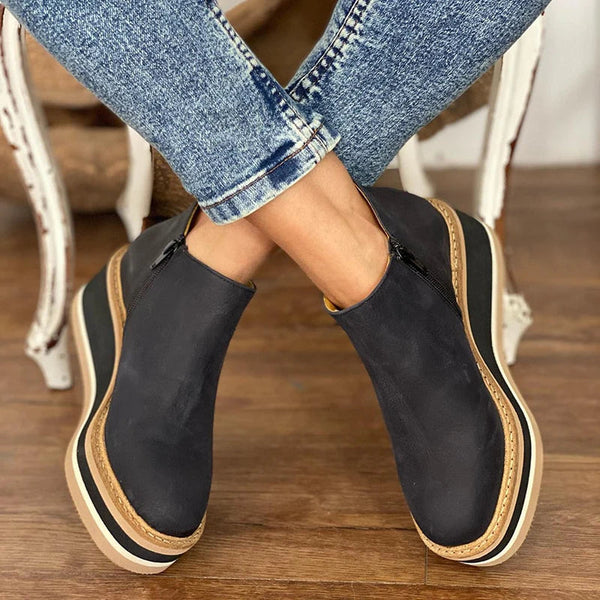 Carmen - Damen Stiefeletten mit Blockabsatz und Reißverschluss