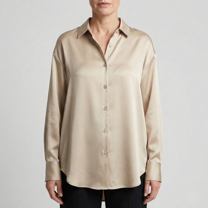 Damen Relaxed Fit Glänzende Bluse