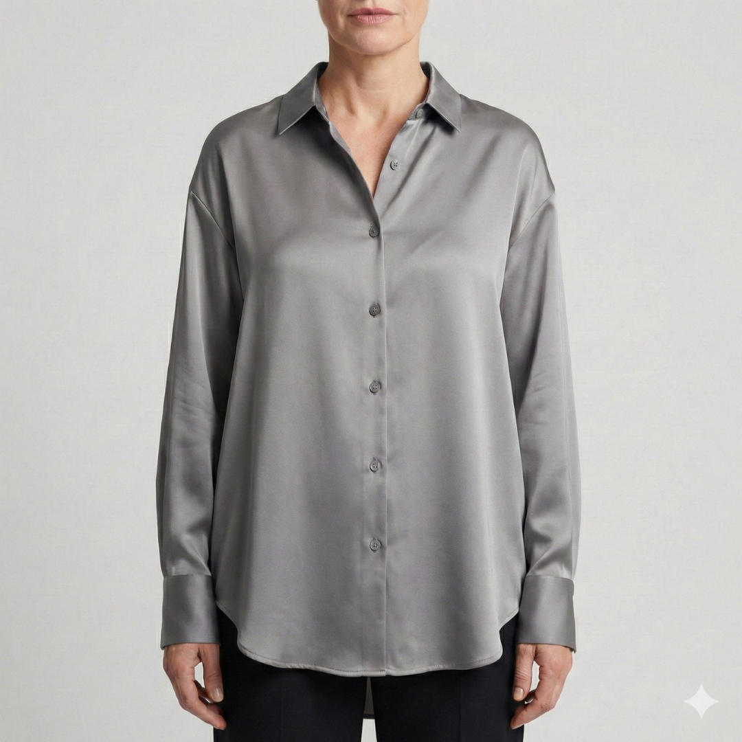 Damen Relaxed Fit Glänzende Bluse