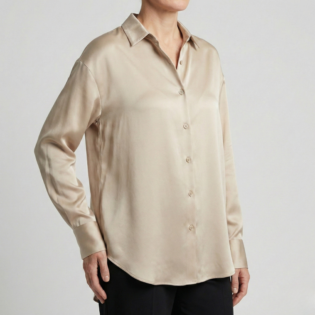Damen Relaxed Fit Glänzende Bluse