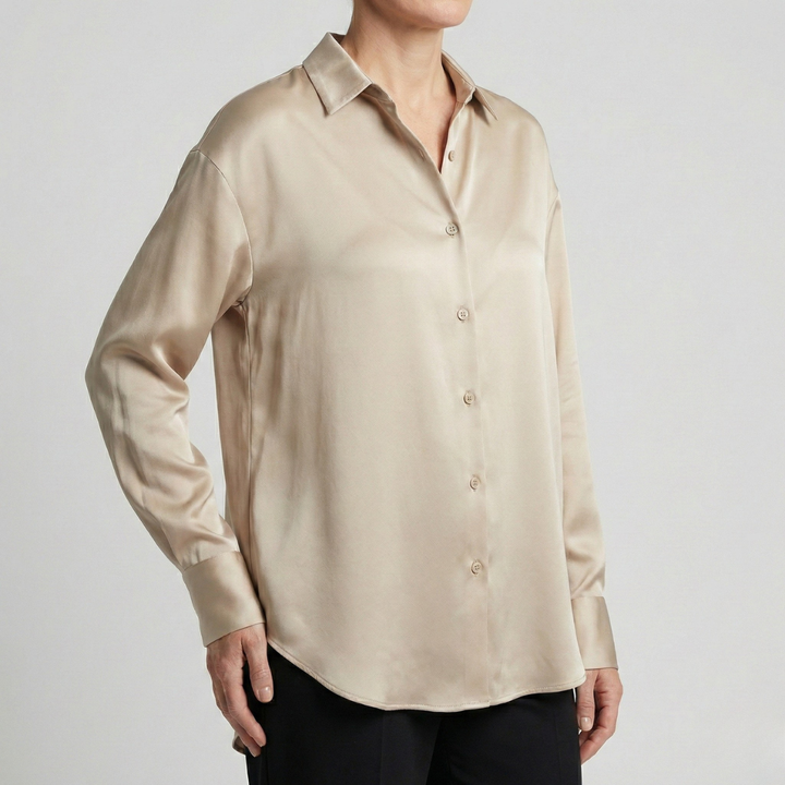 Damen Relaxed Fit Glänzende Bluse