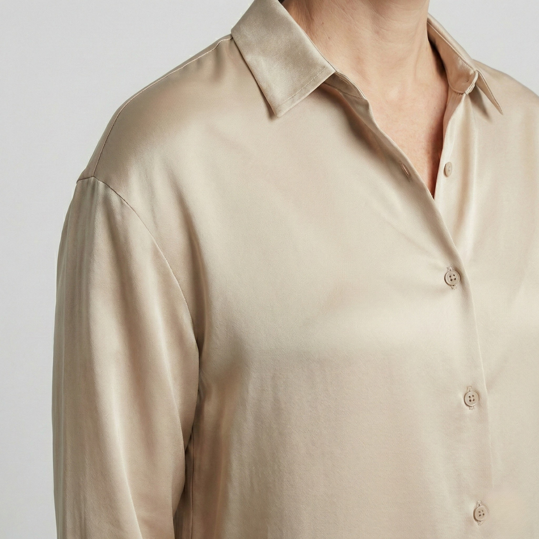 Damen Relaxed Fit Glänzende Bluse