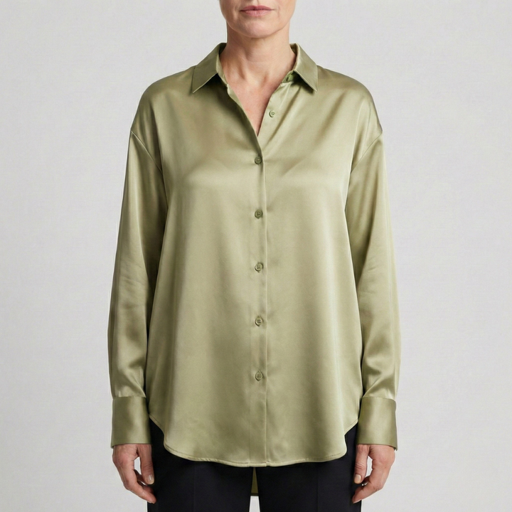 Damen Relaxed Fit Glänzende Bluse