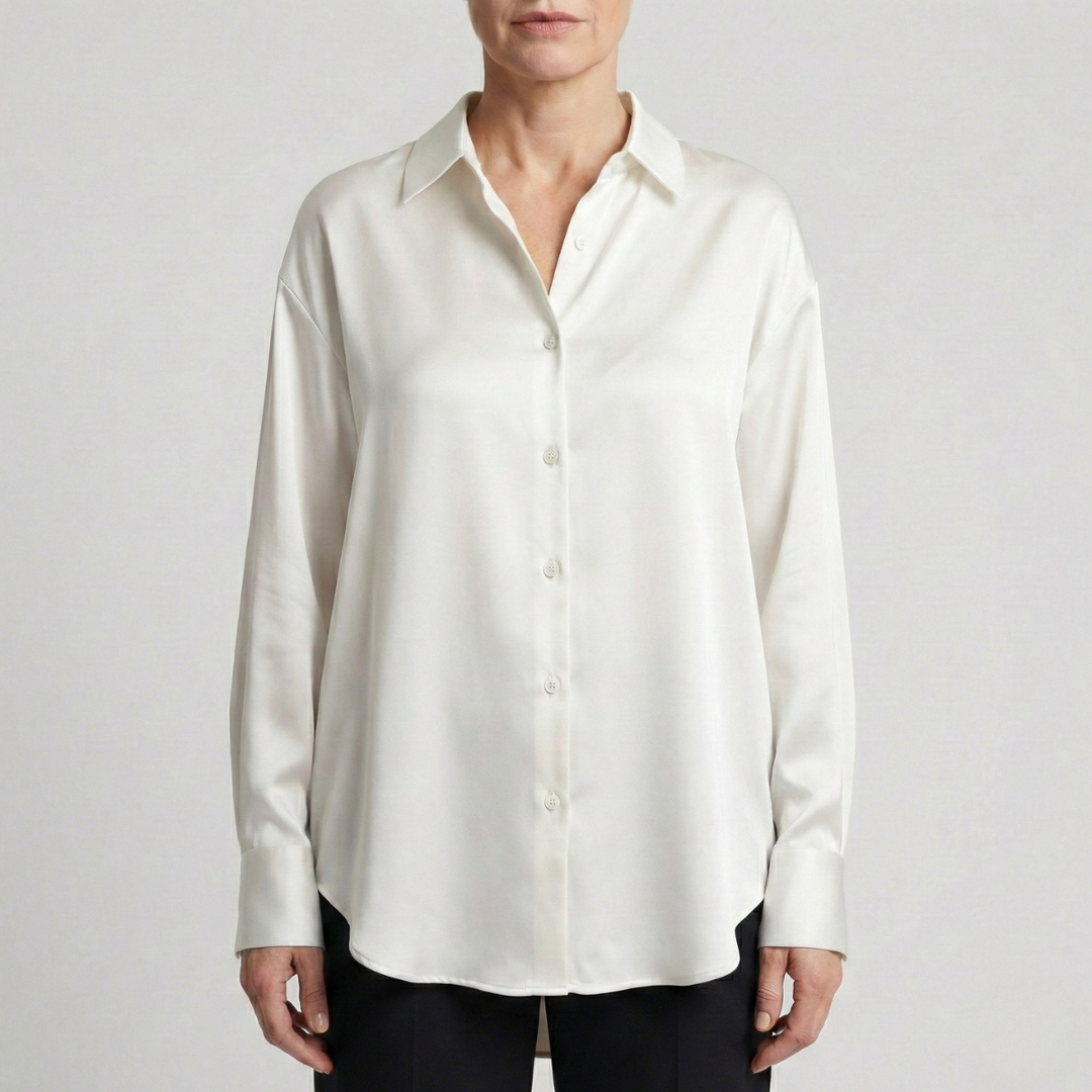 Damen Relaxed Fit Glänzende Bluse