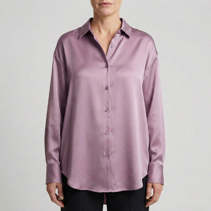 Damen Relaxed Fit Glänzende Bluse