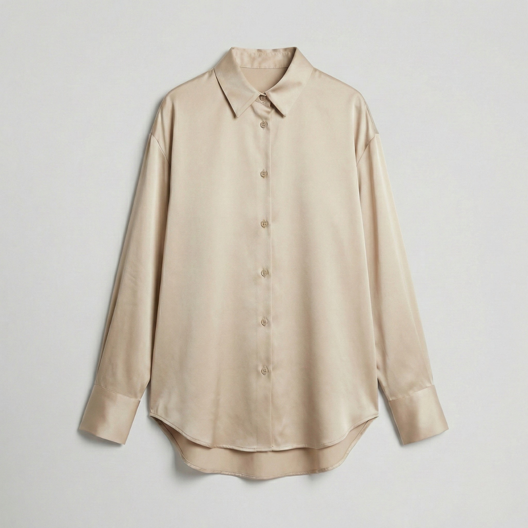 Damen Relaxed Fit Glänzende Bluse