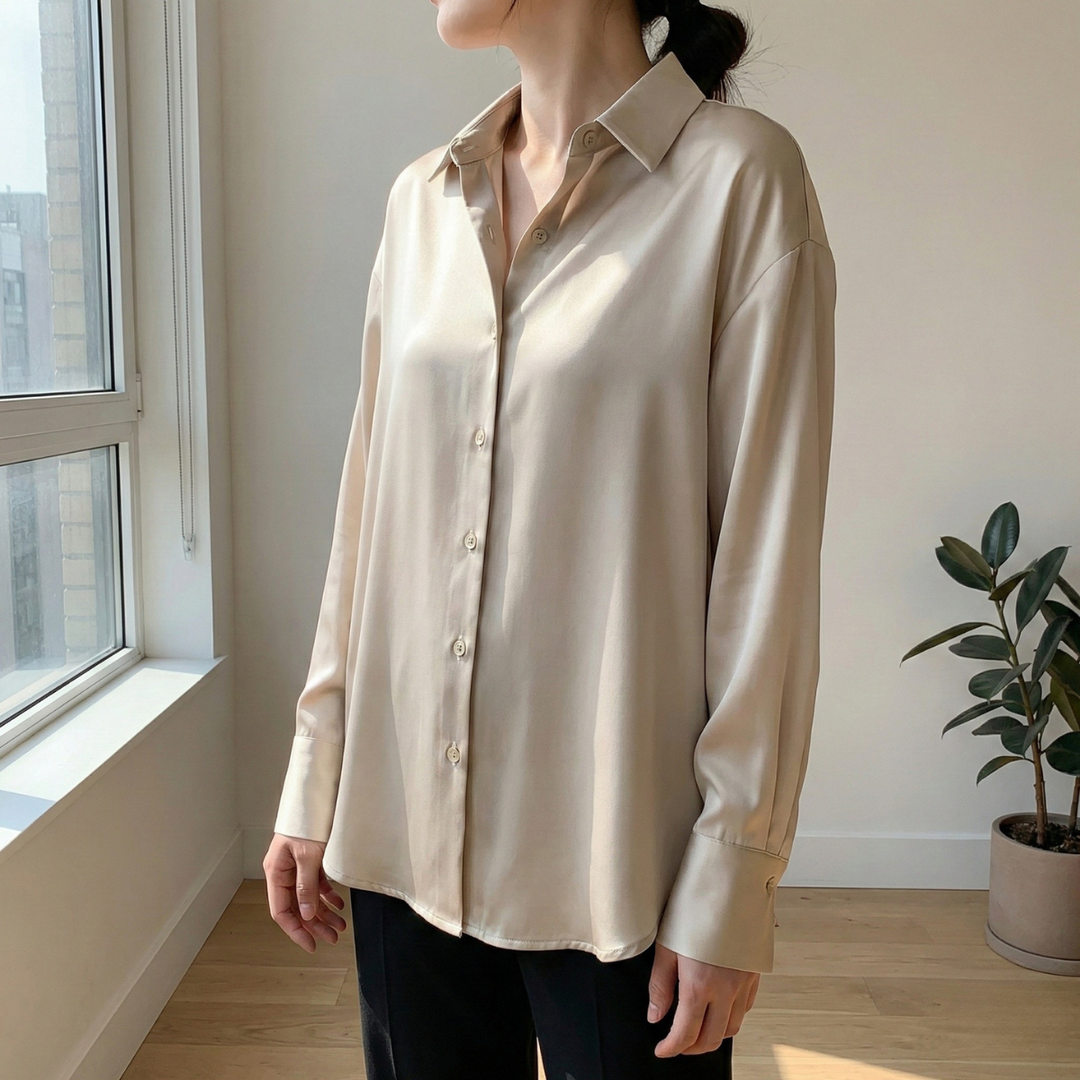 Damen Relaxed Fit Glänzende Bluse