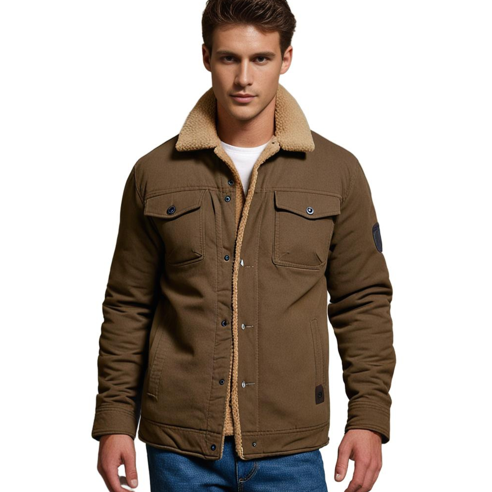 Herren Winterjacke mit Sherpa-Futter - Warme Gefütterte Jacke