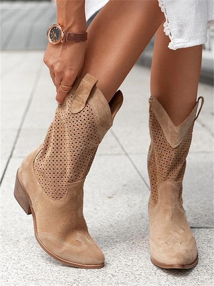 Haleigh | Cowboy-Stiefel mit Blockabsatz für Damen