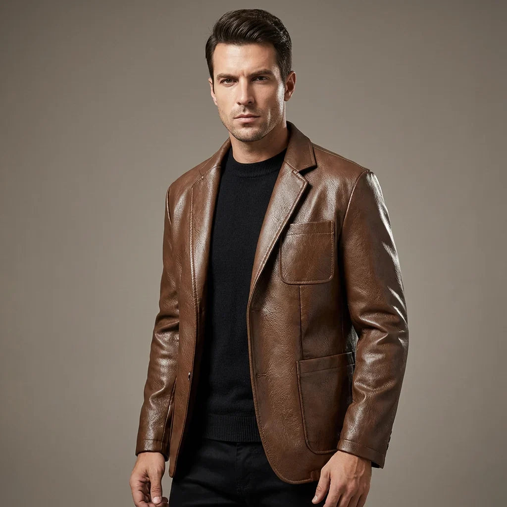 Rhys | Herren Veganlederjacke mit matter Oberfläche und Brusttasche