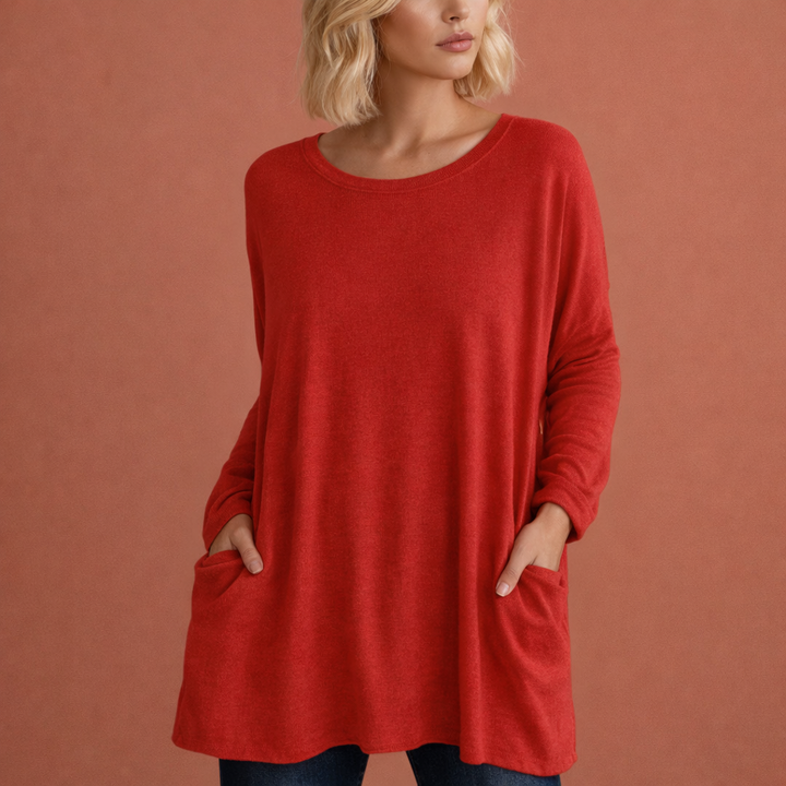 Oversized Tunika mit Taschen für Damen – bequeme lässige lange Bluse | Lieke