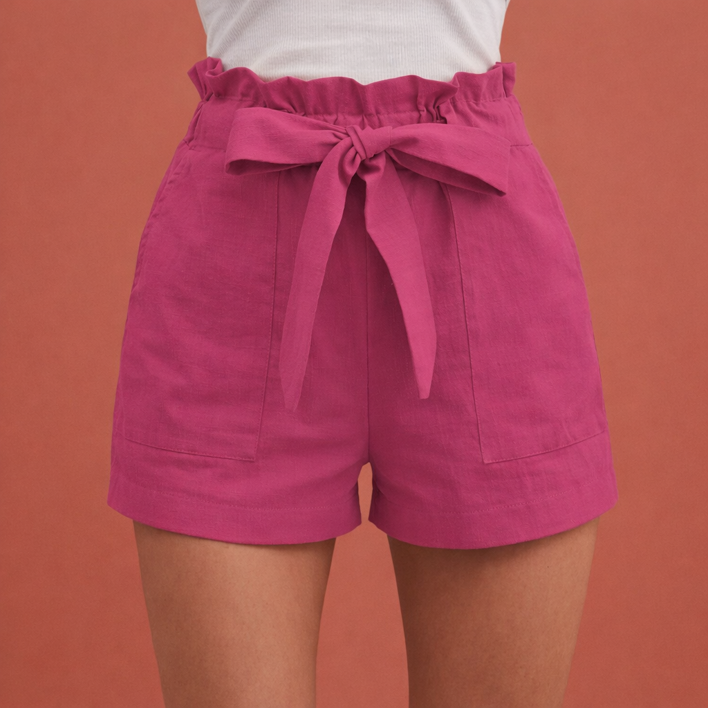 Leinen Damen Shorts mit hoher Taille und Schleifenbund | Zoë
