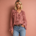 Transparente Volantbluse für Damen mit Statementärmeln | Danique