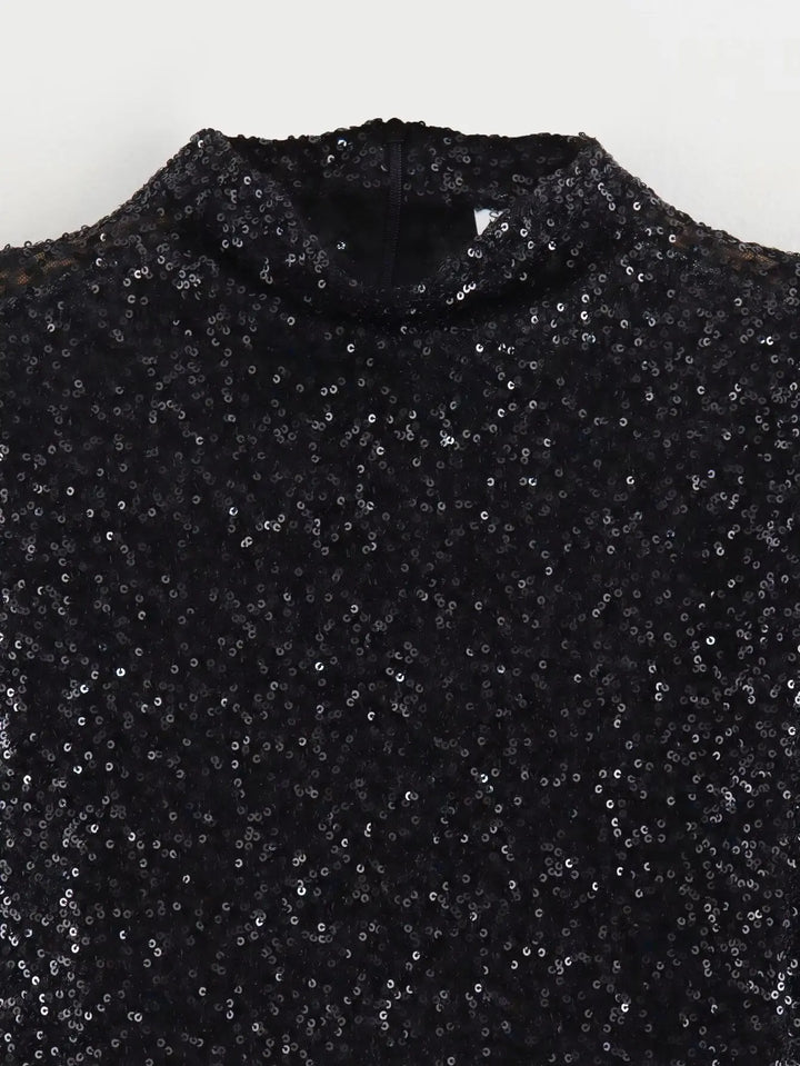 Mini-Glitzerkleid mit gepolsterten Schultern unisex