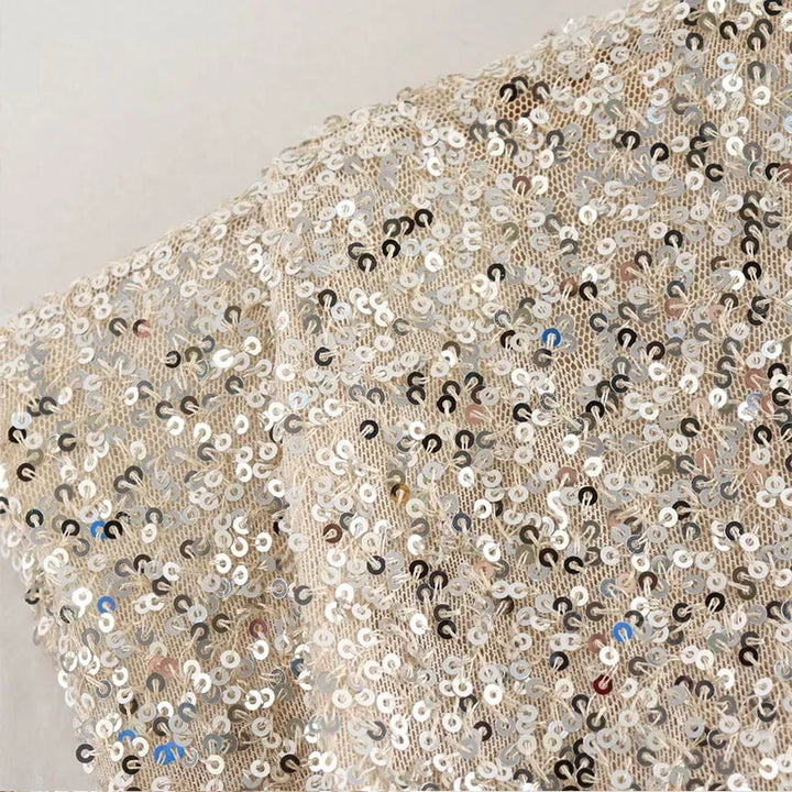 Mini-Glitzerkleid mit gepolsterten Schultern unisex