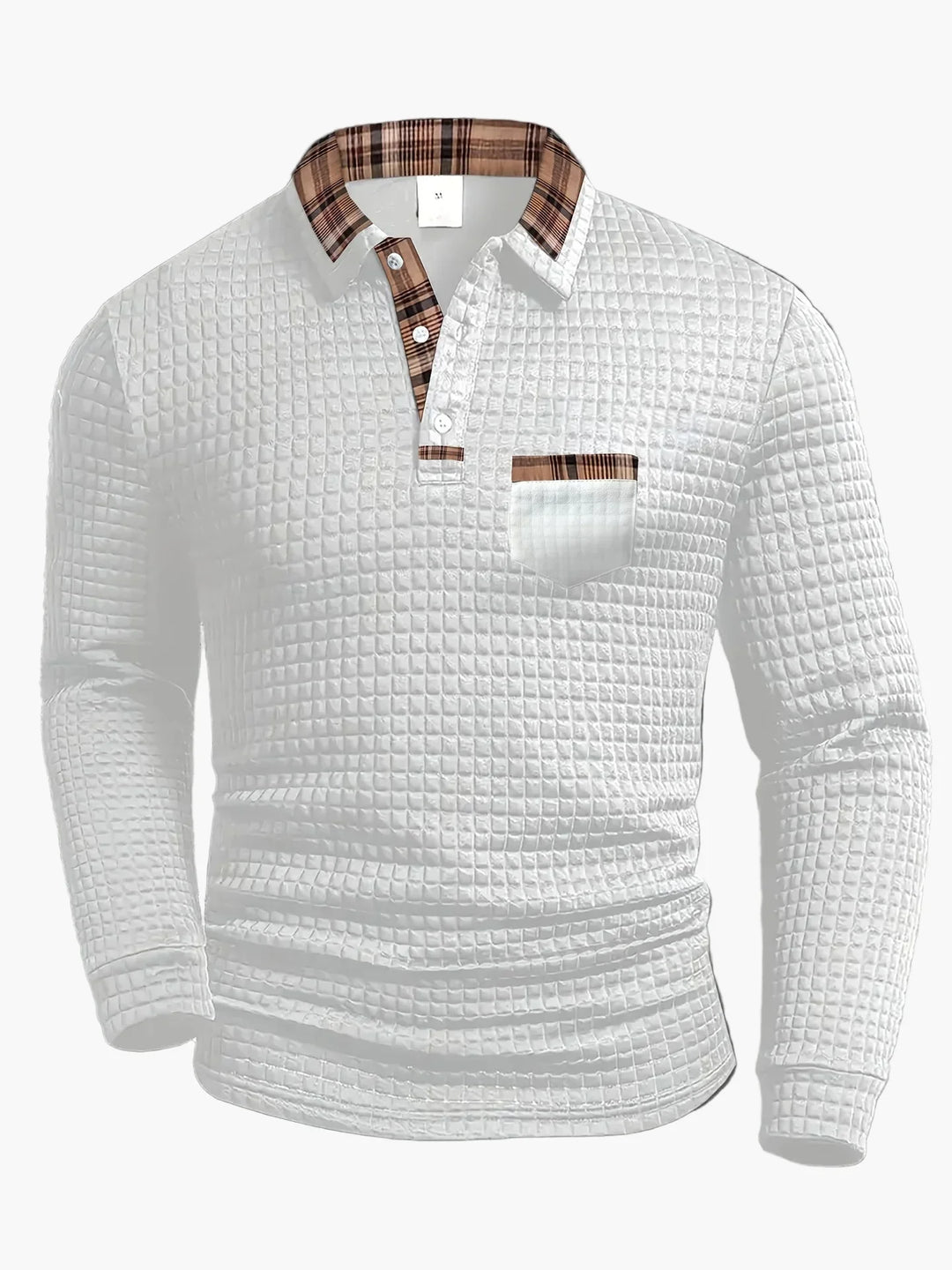 Herren-Polo mit langen Ärmeln im Casual-Stil mit kariertem Kragen, ideal für einen modernen und eleganten Look