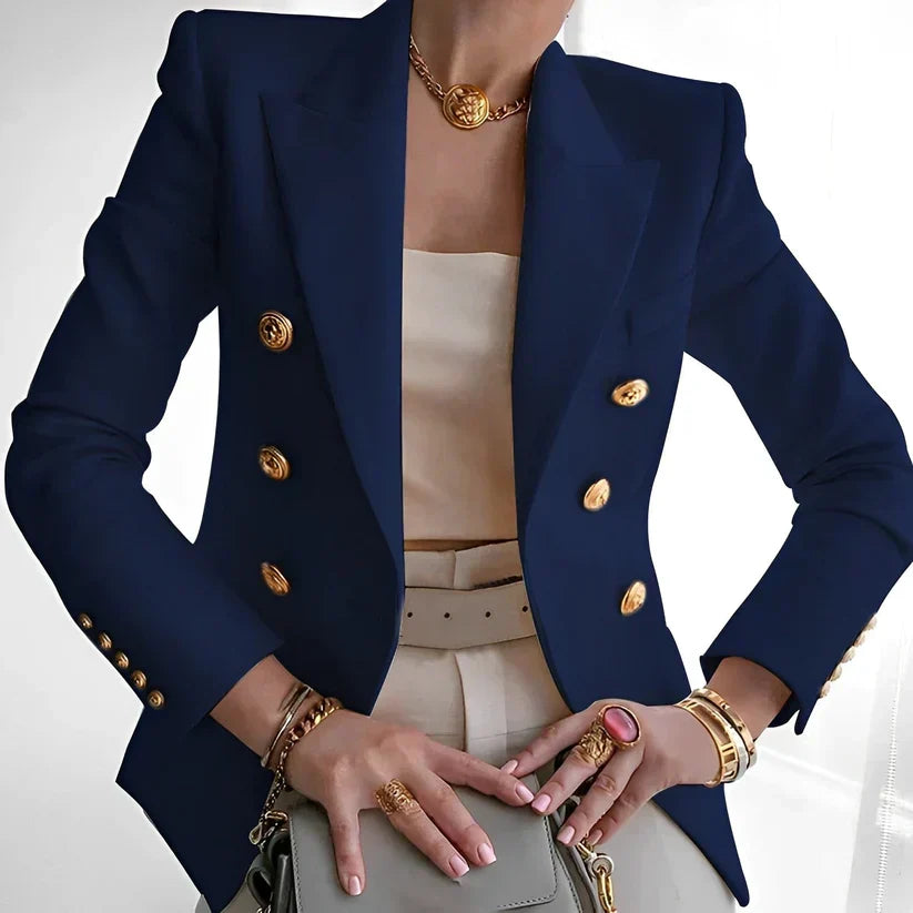 Monroe | Damen Klassischer Doppelreiher Blazer mit goldenen Knöpfen