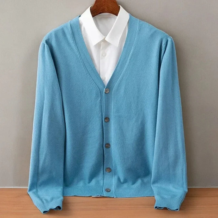 Wyatt | Herren Rippstrick V-Ausschnitt Knopf-Front Kaschmir Winter Cardigan