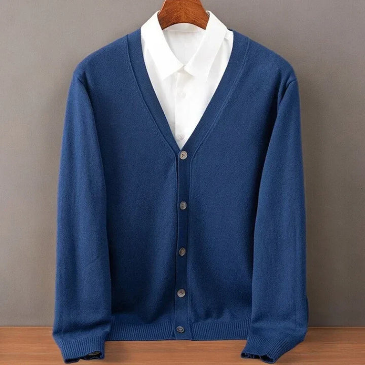 Wyatt | Herren Rippstrick V-Ausschnitt Knopf-Front Kaschmir Winter Cardigan