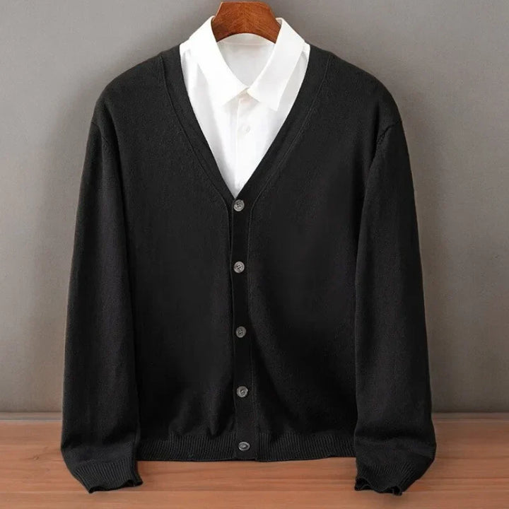 Wyatt | Herren Rippstrick V-Ausschnitt Knopf-Front Kaschmir Winter Cardigan