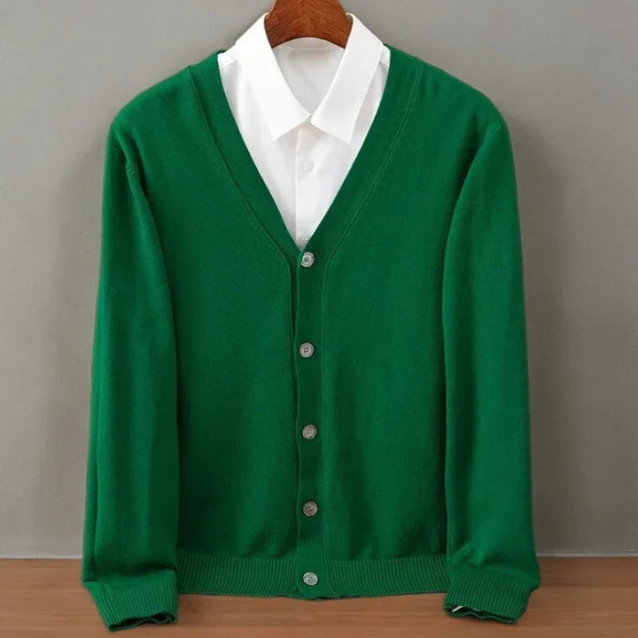 Wyatt | Herren Rippstrick V-Ausschnitt Knopf-Front Kaschmir Winter Cardigan