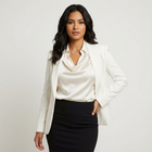 Damen Satinbluse mit Drapiertem Kragen