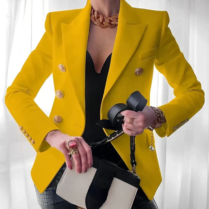 Monroe | Damen Klassischer Doppelreiher Blazer mit goldenen Knöpfen
