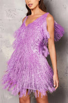 Damen Cocktailkleid mit Fransenfedern