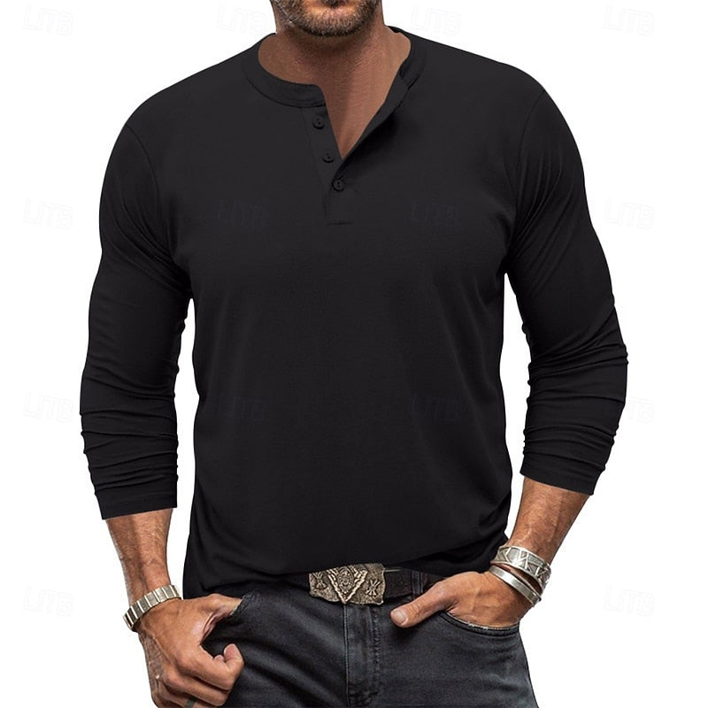 Sheldon | Klassisches Herren Henley-Shirt mit Knopfleiste