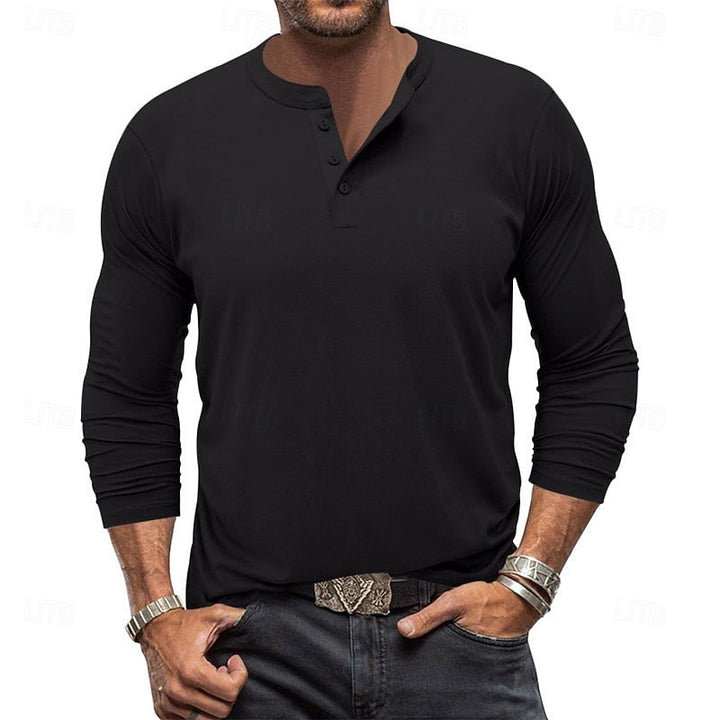 Sheldon | Klassisches Herren Henley-Shirt mit Knopfleiste