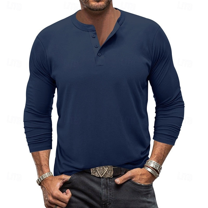 Sheldon | Klassisches Herren Henley-Shirt mit Knopfleiste