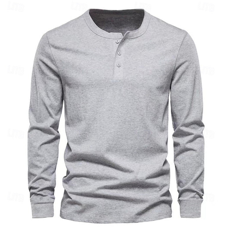 Sheldon | Klassisches Herren Henley-Shirt mit Knopfleiste