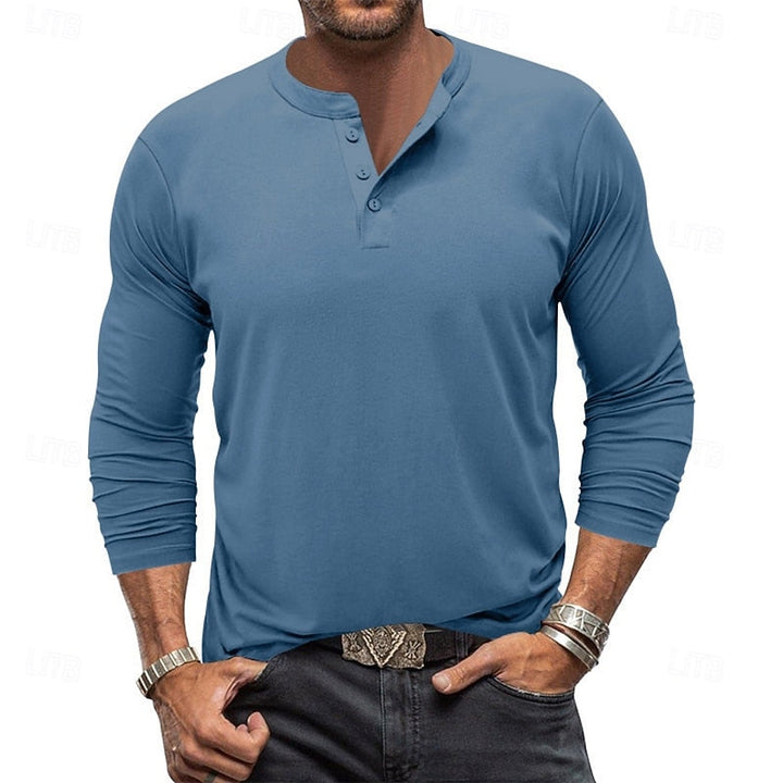 Sheldon | Klassisches Herren Henley-Shirt mit Knopfleiste