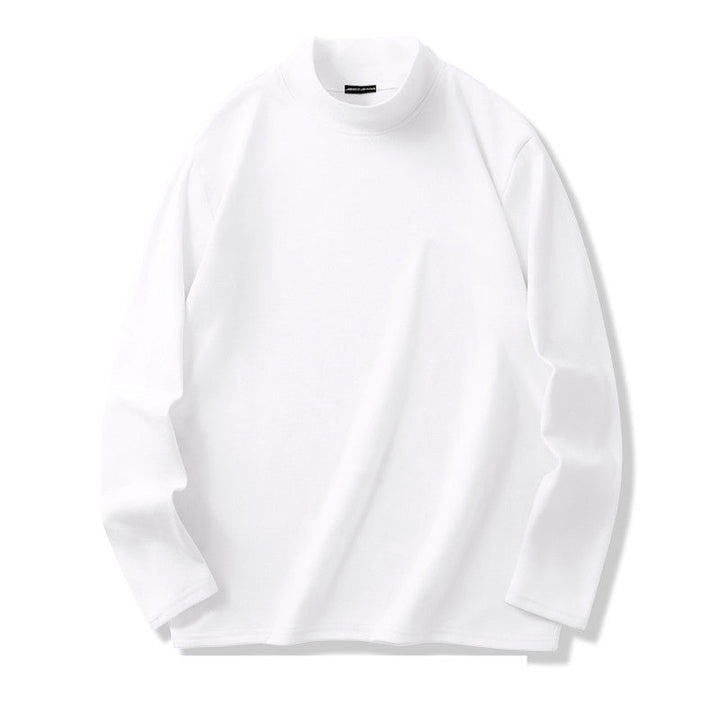T-Shirt Herren - Regular Fit Langarm mit Stehkragen | Casual