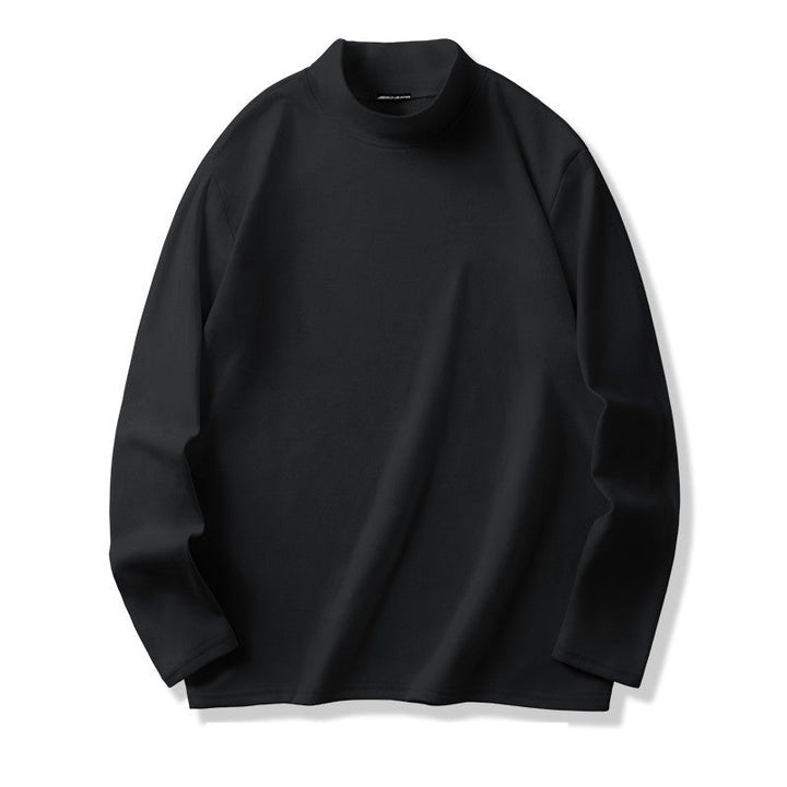 T-Shirt Herren - Regular Fit Langarm mit Stehkragen | Casual