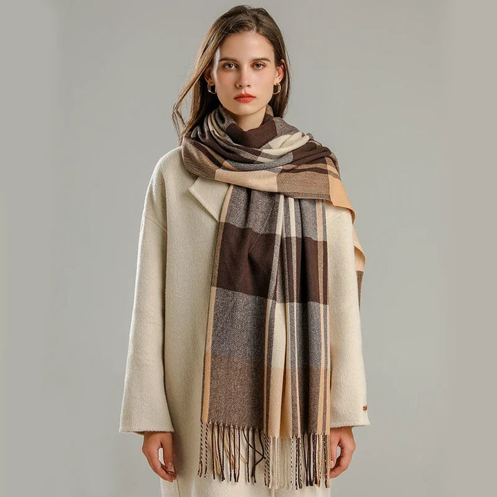 Avery | Unisex Cashmere-Mix Plaid Winter-Schal mit Fransen