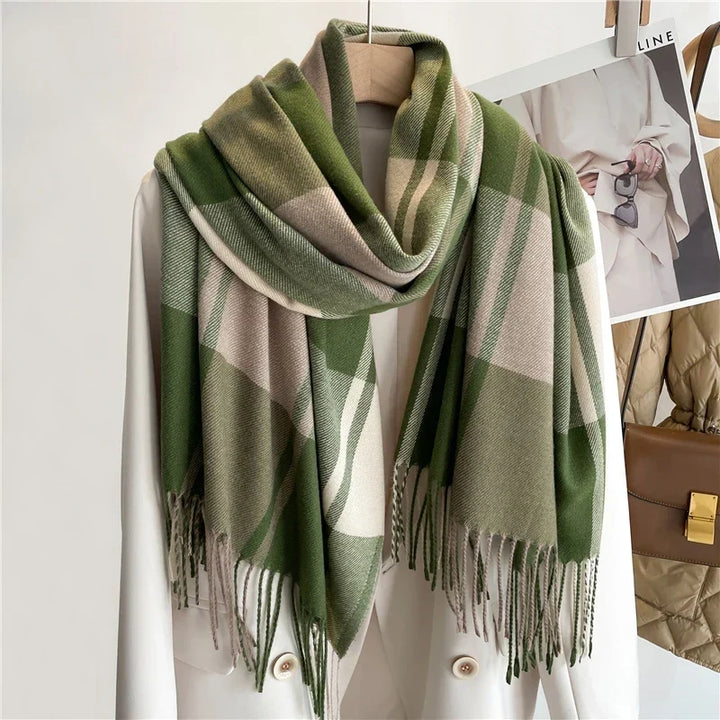 Avery | Unisex Cashmere-Mix Plaid Winter-Schal mit Fransen