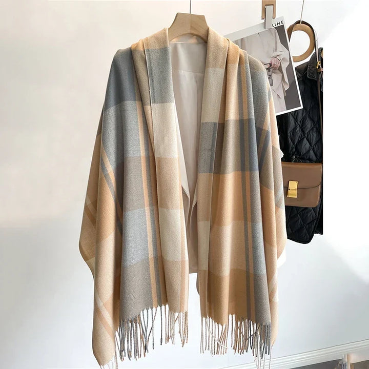 Avery | Unisex Cashmere-Mix Plaid Winter-Schal mit Fransen