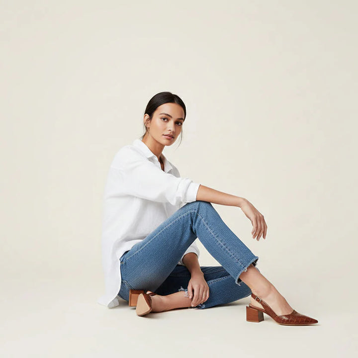 Slingback-Damenpumps mit Blockabsatz - Nora