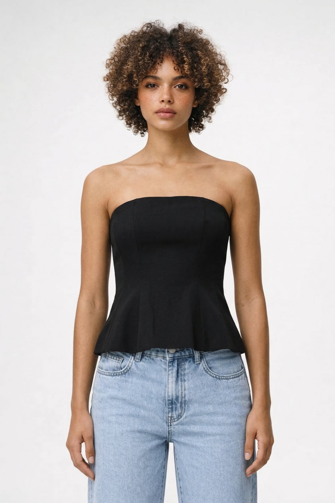 Schulterfreies Top Damen - Peplum Zoom mit Tailliertem Schnitt