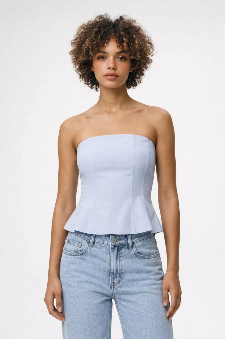 Schulterfreies Top Damen - Peplum Zoom mit Tailliertem Schnitt