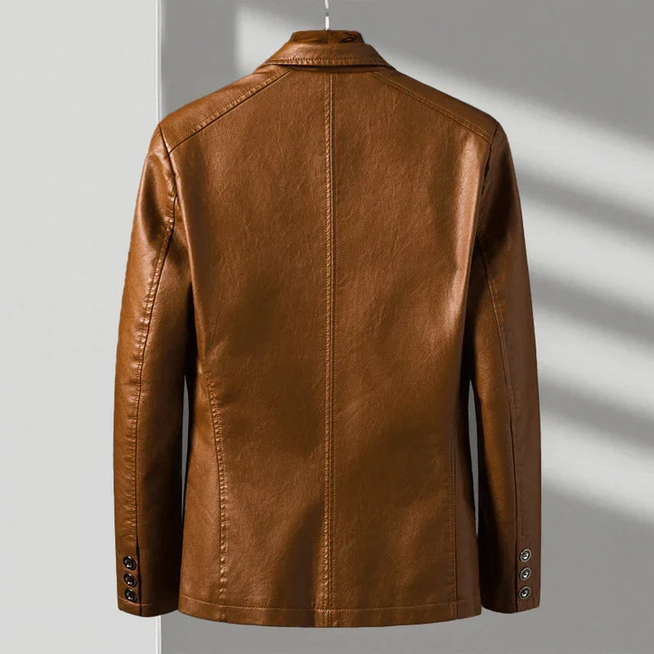 Austin | Herrenjacke im taillierten Schnitt im Leder-Look, mit Zwei-Knopf-Verschluss