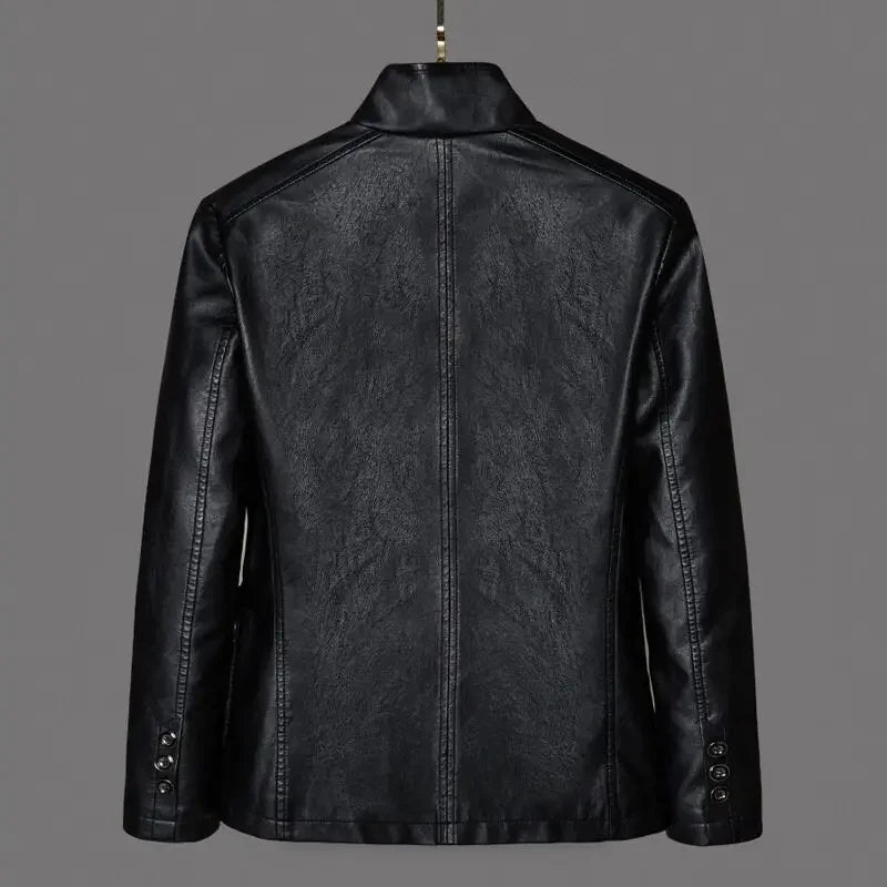 Austin | Herrenjacke im taillierten Schnitt im Leder-Look, mit Zwei-Knopf-Verschluss