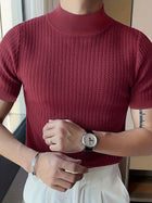 Herren T-Shirt - Slim Fit mit kurzen Ärmeln und Stehkragen | Elegant