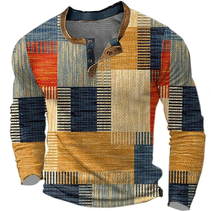 Julian | Modernes Patchwork Henley T-Shirt