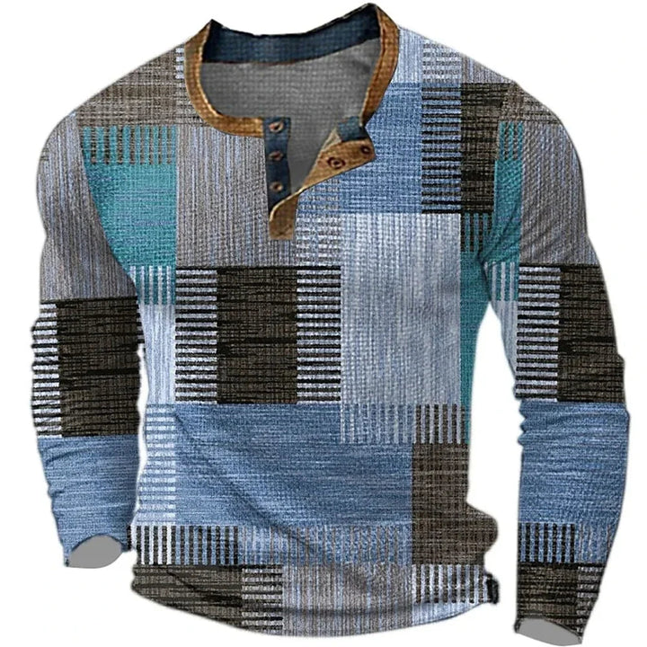 Julian | Modernes Patchwork Henley T-Shirt