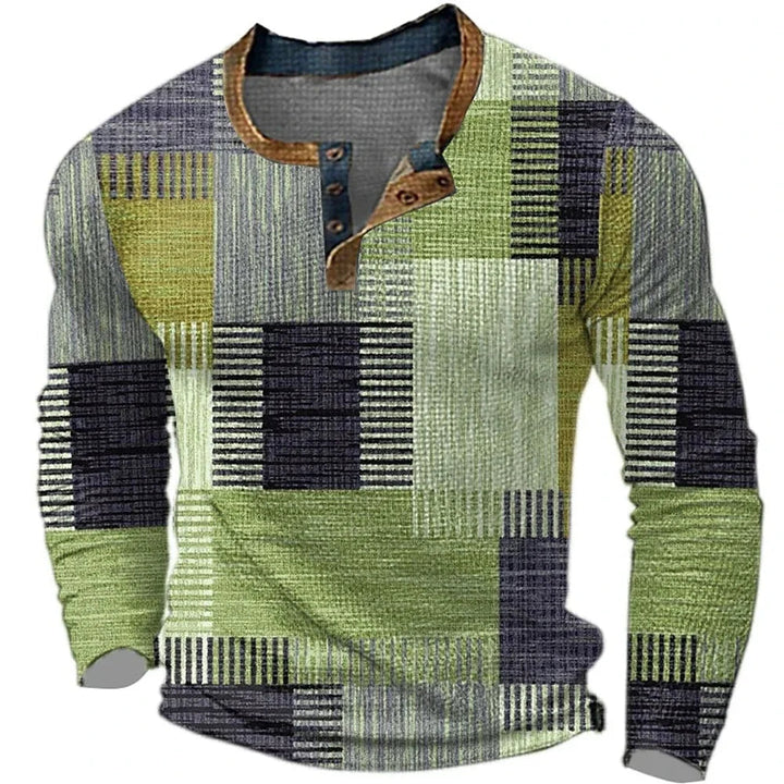 Julian | Modernes Patchwork Henley T-Shirt
