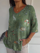 Wald und Tiere Wiederholungsmuster Gedruckter Damen Freizeitpullover Strick